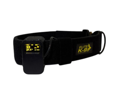 K9 collar with a live heart-rate and temperature display